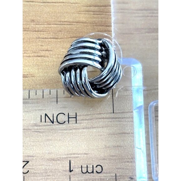 Silver-Tone Knotted Design Stud Earrings For Women Lightweight & Stylish 1 CM Di - Picture 3 of 3